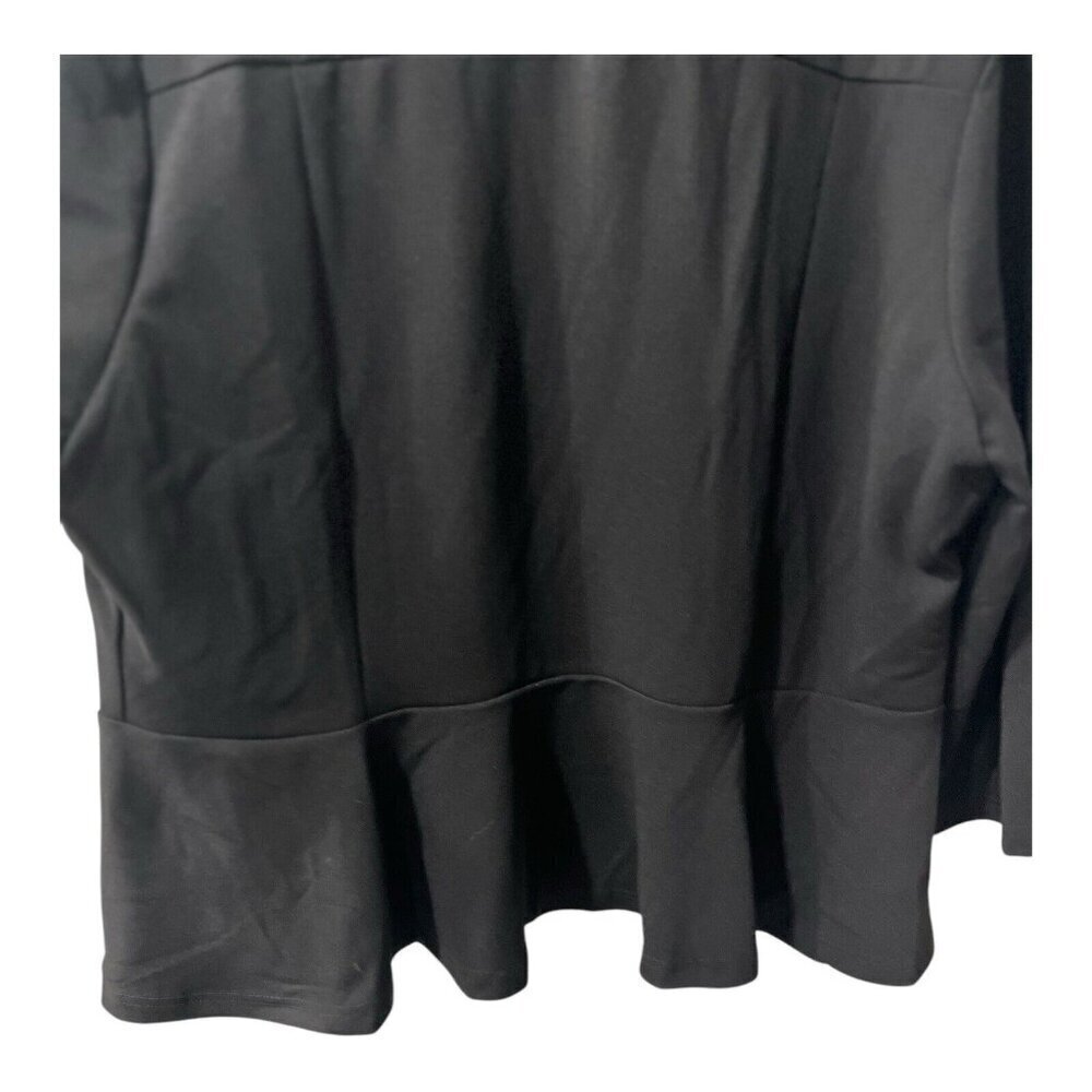 Fashion Women’s Black Open Front Blazer Jacket Plus Size 2XL Peplum 3/4 Sleeves - Picture 5 of 10